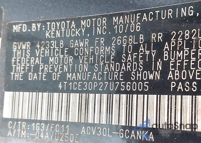 4T1CE30P27U756005: 44553726