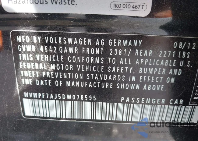 WVWPF7AJ5DW078595: 44553964