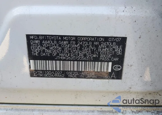 JTHBK262072056315: 44553965