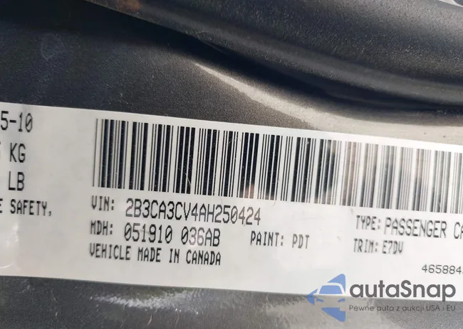 2B3CA3CV4AH250424: 44554068