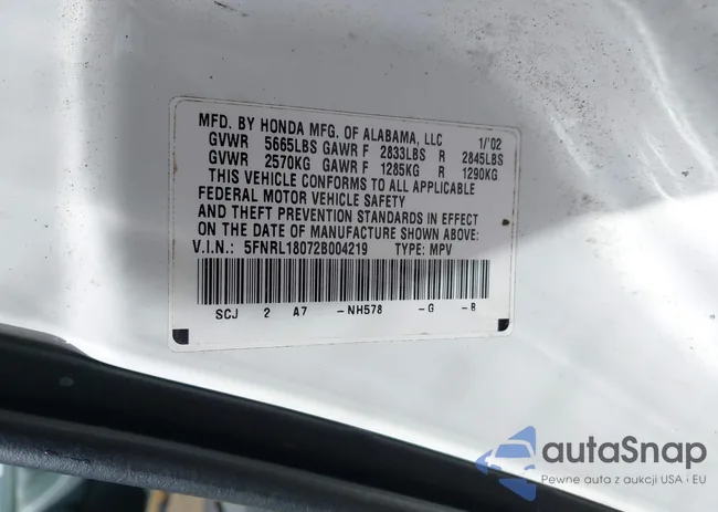 5FNRL18072B004219: 44554081