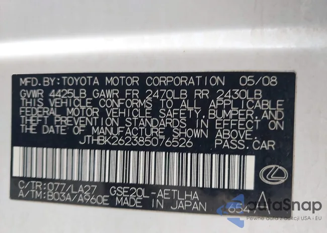 JTHBK262385076526: 44554710