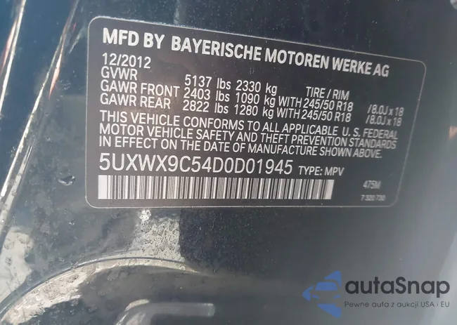 5UXWX9C54D0D01945: 44554159