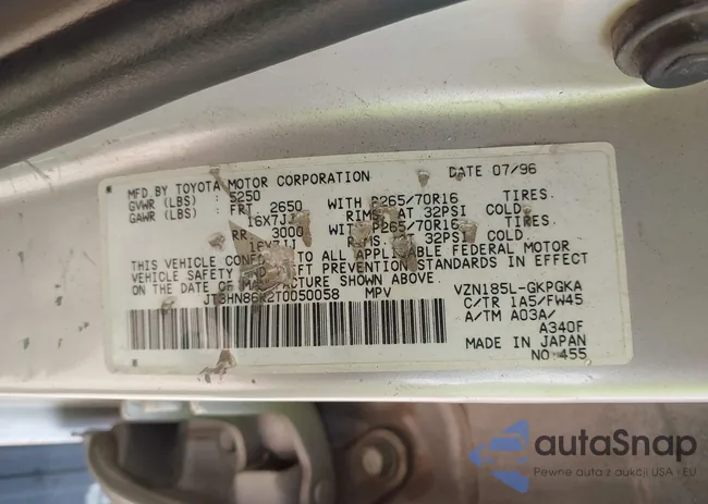 JT3HN86R2T0050058: 44554257