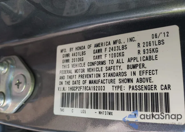 1HGCP2F78CA192003: 44554259