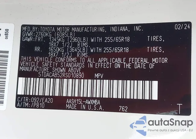 5TDACAB52RS010890: 44554410