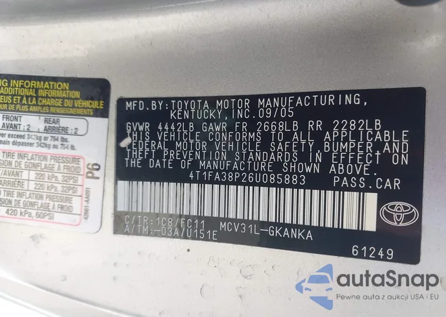 4T1FA38P26U085883: 44555878