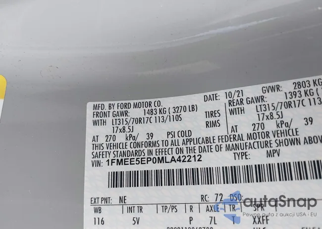 1FMEE5EP0MLA42212: 44556026