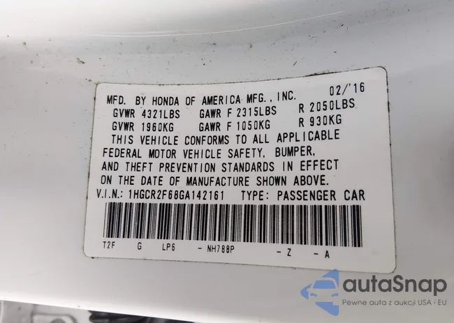 1HGCR2F68GA142161: 44556077