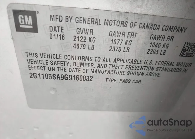 2G1105SA9G9160832: 44555167