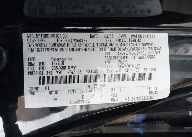 1FADP3L91GL305787: 44556789