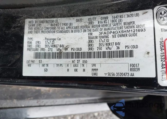 3FADP4GX5HM121693: 44557061