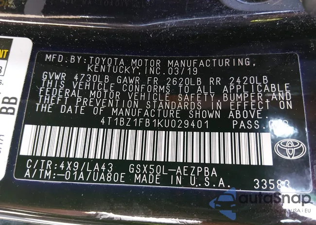 4T1BZ1FB1KU029401: 44557591