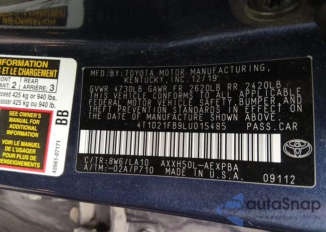 4T1D21FB9LU015485: 44557627