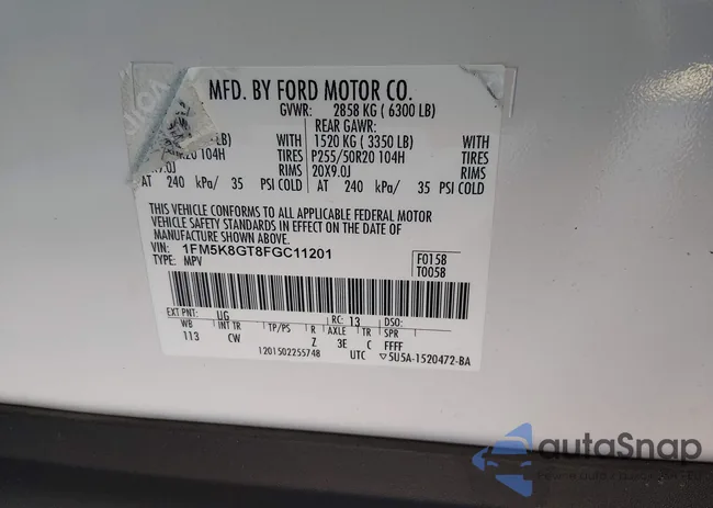 1FM5K8GT8FGC11201: 44557792