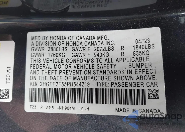 2HGFE2F55PH544219: 44557913