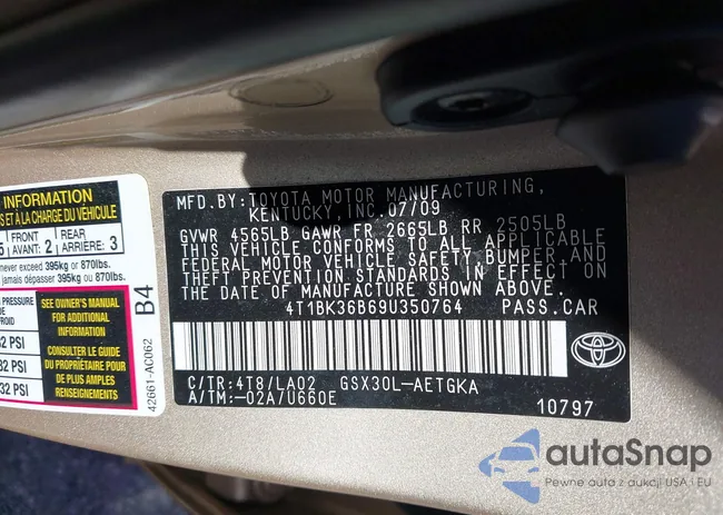 4T1BK36B69U350764: 44558048