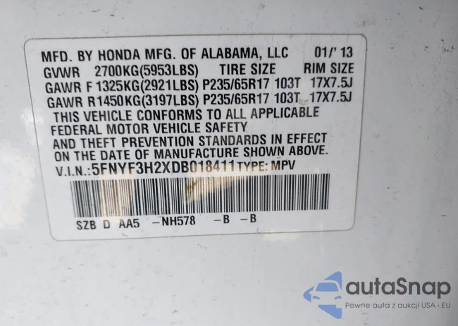 5FNYF3H2XDB018411: 44559048