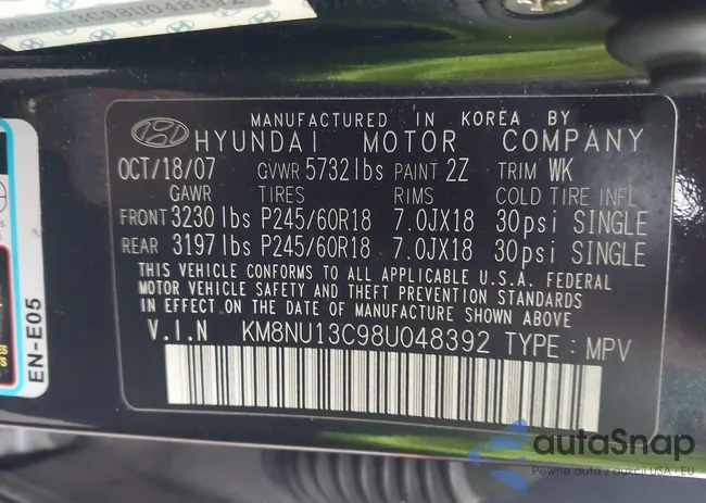 KM8NU13C98U048392: 44559103