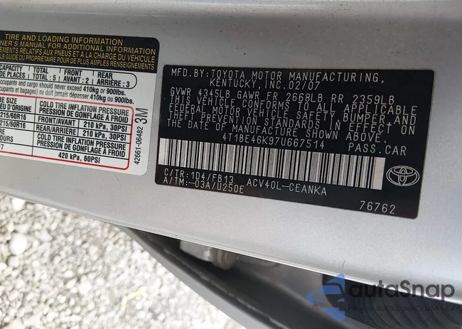 4T1BE46K97U667514: 44558127