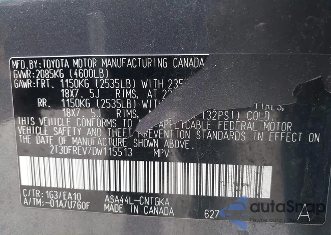 2T3DFREV7DW115513: 44558215