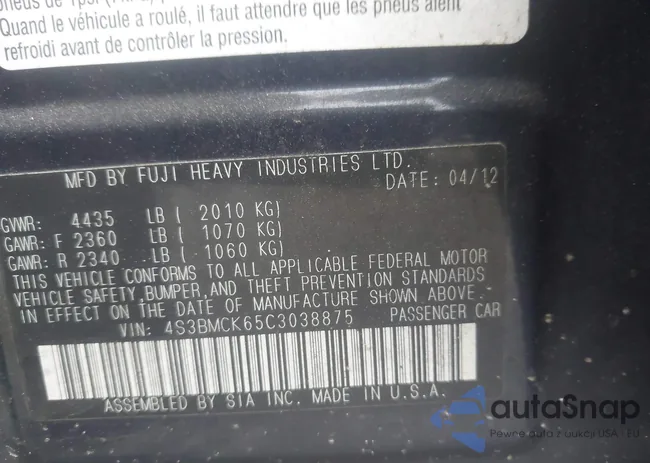 4S3BMCK65C3038875: 44558371