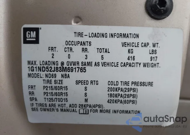 1G1ND52J83M691765: 44559573