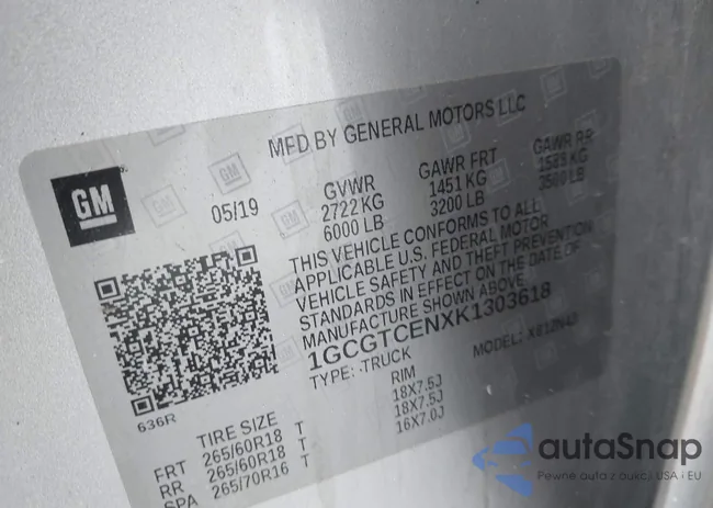 1GCGTCENXK1303618: 44559575