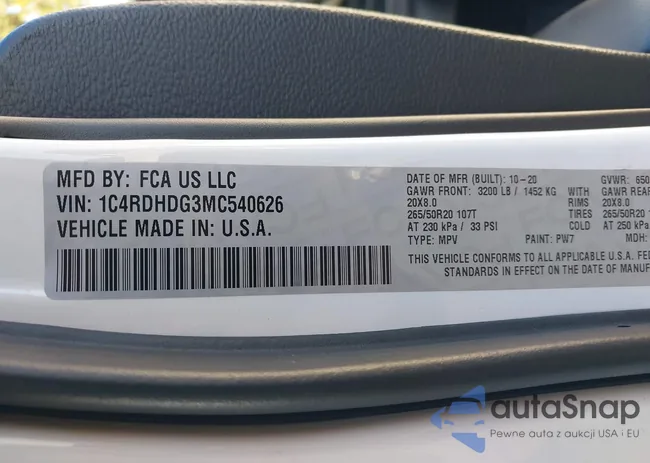 1C4RDHDG3MC540626: 44560032