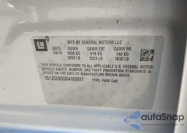 1G1JC6SG5G4160931: 44560562