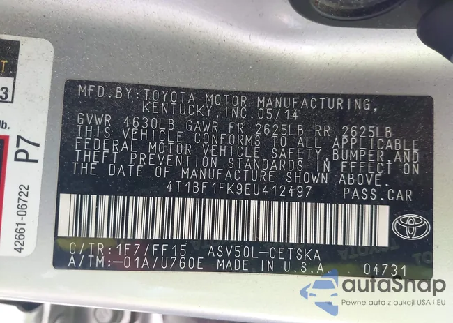 4T1BF1FK9EU412497: 44560703