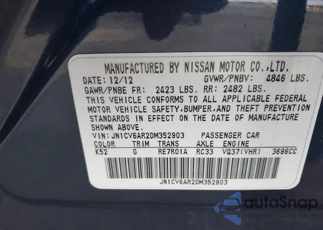 JN1CV6AR2DM352903: 44560806