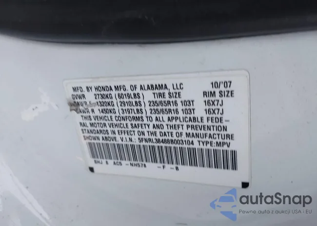 5FNRL38488B003104: 44560275