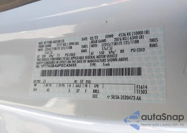 1FT7X2BA0PEC43655: 44560373