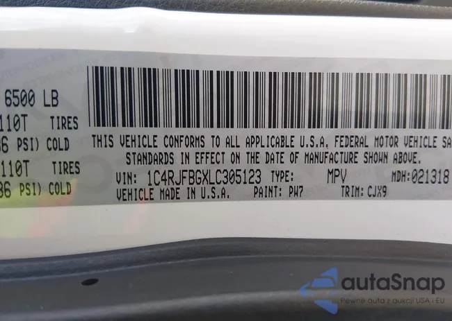 1C4RJFBGXLC305123: 44561665