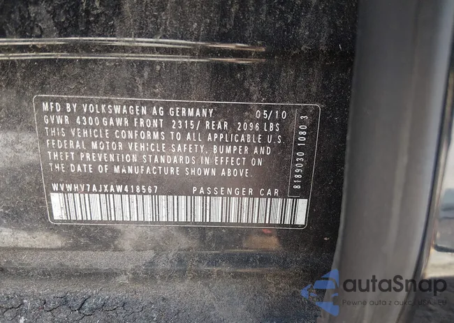 WVWHV7AJXAW418567: 44561737