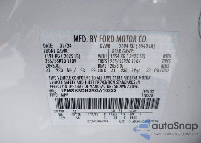 1FMSK8DH2RGA10322: 44562003