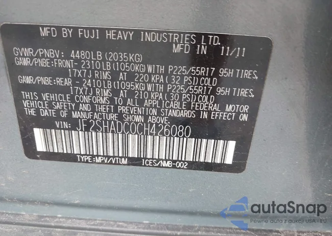 JF2SHADC0CH426080: 44561348