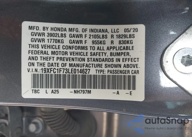19XFC1F73LE014627: 44561453