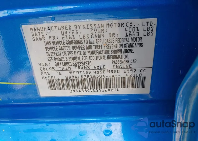 3N1AB8CV6SY324876: 44562631