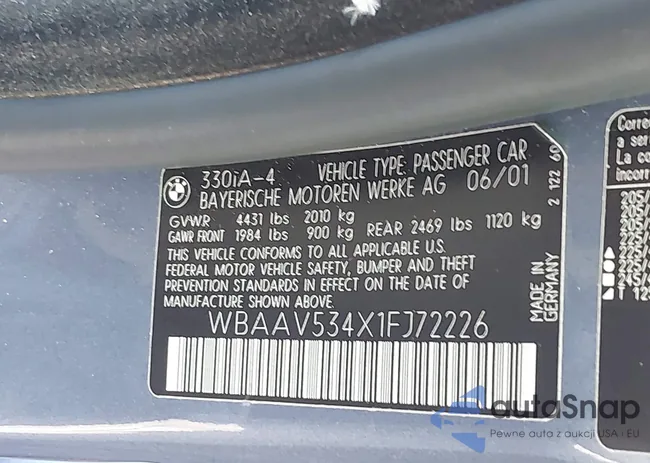 WBAAV534X1FJ72226: 44562992