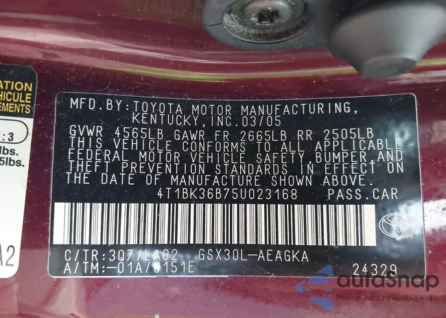 4T1BK36B75U023168: 44563025