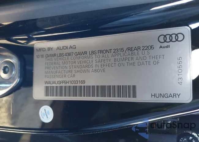 WAUAUGFF5H1033169: 44562486