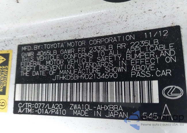 JTHKD5BH9D2134690: 44563563