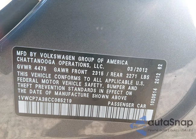 1VWCP7A38CC065219: 44563964