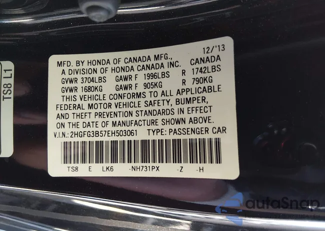 2HGFG3B57EH503061: 44563297