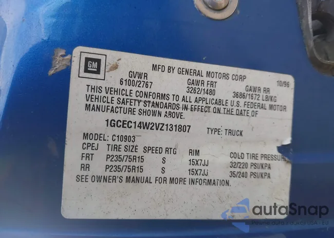 1GCEC14W2VZ131807: 44564549