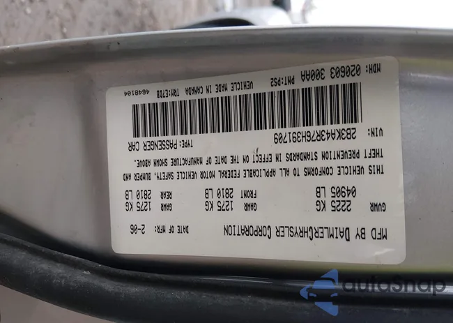 2B3KA43R76H391709: 44564233