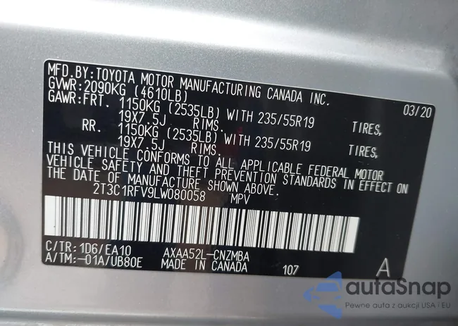 2T3C1RFV9LW080058: 44565716