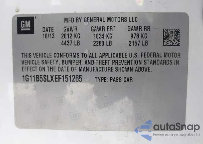 1G11B5SLXEF151265: 44565738